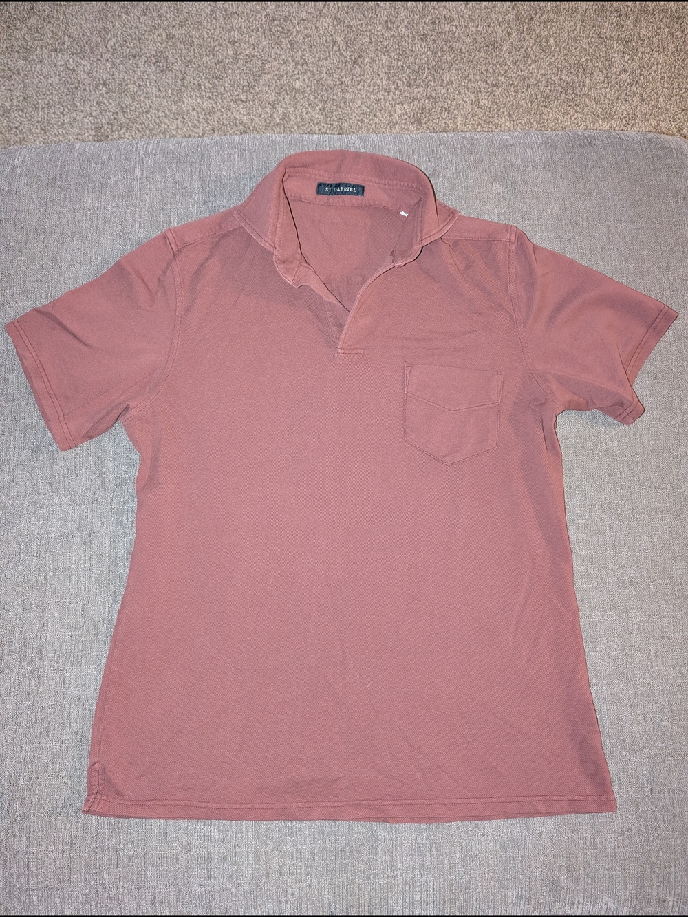 St. Gabriel Men's Short-Sleeve Pocket Polo in Dusty Rose